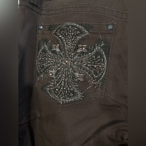 Code Bleu Annette Jeans | Size 14/31 | Brown Embellished Pockets | Stretch Fit - Picture 5 of 8